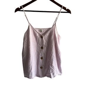 Women's Nordstrom BP Pink & White Striped Button Front Tank Top